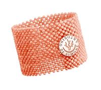 Antonino De Simone Bracelet tissé avec boules en corail rose du Pacifique (Ligne trame de corail). Fermeture avec bouton en argent 925, Corail