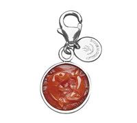 Antonino De Simone Charmes du zodiaque gravés sur spole en Corail Rouge de la Méditerranée, disponibles en or jaune 18 carats et argent blanc 925., Argent sterling corail Argent sterling