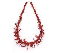 Antonino De Simone frangia collier en corail méditerranéen rouge sertis en argent 925 blanc ou jaune. (Collier, Argent blanc 925)