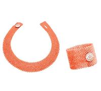 Antonino De Simone Set textile en corail rouge de la Méditerranée et rose du Pacifique, composé de collier et bracelet. Disponible en trois variantes d'argent 925 (corail rose, argent rose 925)