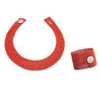 Antonino De Simone Set textile en corail rouge de la Méditerranée et rose du Pacifique, composé de collier et bracelet. Disponible en trois variantes d'argent 925 (corail rouge, argent rose 925)