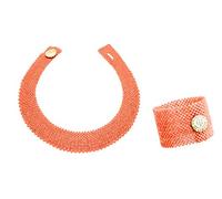 Antonino De Simone Set tissé en corail rouge de la Méditerranée et rose du Pacifique, composé de collier et bracelet. Disponible en trois variantes d'argent 925 (corail rose, argent doré 925)