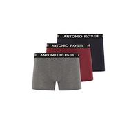 ANTONIO ROSSI (lot de 3/6) boxers ajustés pour hommes Fitted Boxer Hipsters Gris, Bourgogne, Marine (3 paquets) S