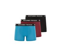 ANTONIO ROSSI (lot de 3/6) boxers ajustés pour hommes Fitted Boxer Hipsters Noir, Bleu, Bourgogne (3 paquets) S