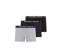 ANTONIO ROSSI (lot de 3/6) boxers ajustés pour hommes Fitted Boxer Hipsters Noir, Gris, Marine avec écriture blanche (3 paquets) XL