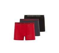 ANTONIO ROSSI (lot de 3/6) boxers ajustés pour hommes Fitted Boxer Hipsters Noir, Rouge, Bleu (3 paquets) S