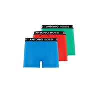 ANTONIO ROSSI (lot de 3/6) boxers ajustés pour hommes Fitted Boxer Hipsters Rouge, Vert, Bleu (3 paquets) M