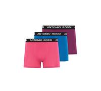 ANTONIO ROSSI (lot de 3/6) boxers ajustés pour hommes Fitted Boxer Hipsters Violet, Rose, Bleu (3 paquets) XL