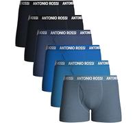 ANTONIO ROSSI Lot de 6 boxers pour homme, braguette ouverte, en coton super doux, sans démangeaisons, respirant, évacuant l'humidité, Bleu, assorti, L