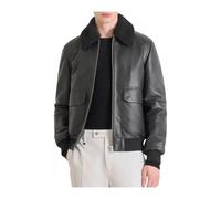 Antony Morato - Blouson en cuir coupe droite avec col teddy - Homme - Vestes - Noir - Taille: M