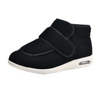 Antoufles Sanitaires Homme et Femme,Diabétiques Hommes Large Ouverture Chaussures Orthopédique Scratch Sandales Rééducation pour Pieds Gonflés.Black-42