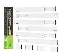 ANTOWIN Lot de 6 séparateurs de tiroir en bambou, séparateurs de tiroir, 43,2 à 55,9 cm de long, organiseur à ressort réglable pour grands ustensiles, vêtements, outils, tiroirs à outils, lot de 6