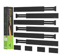 ANTOWIN Lot de 6 séparateurs de tiroir extensibles en bambou, 43,2 à 55,9 cm, organiseur à ressort réglable pour grands ustensiles, vêtements, outils (noir)