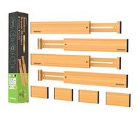 ANTOWIN Séparateurs de tiroir en bambou - 33-43 cm - Séparateurs de tiroir - Long organiseur réglable à ressort pour grands ustensiles, vêtements, tiroirs à outils