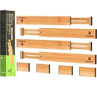 ANTOWIN Séparateurs de tiroir en bambou - 43 à 56 cm de long - Réglable à ressort - Pour grands ustensiles, vêtements, outils