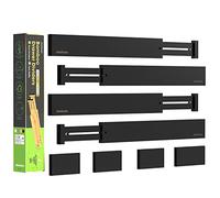 ANTOWIN Séparateurs de tiroir en bambou, séparateurs de tiroir, 43,2 à 55,9 cm de long, organiseur réglable à ressort pour grands ustensiles, vêtements, tiroirs à outils (noir)