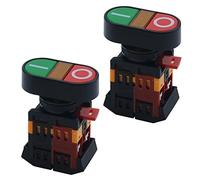 Antrader AC 600V 10A ON/OFF Start Stop Momentané Bouton poussoir Interrupteur avec voyant lumineux APBB-22&25N Lot de 2