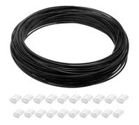 Antrader Kit de câble métallique de 3 mm, fil en acier inoxydable 304 de 30,5 m avec 20 manchons à sertir, fil d'acier revêtu de PVC noir de 17,8 x 17,8 cm