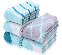 ANTSANG Chaussette Femme Chaude Polaire Hiver Cadeau Noel Pilou Pilou Femme Chaussettes Pantoufles(Bleu (5 paires))