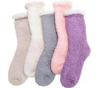 ANTSANG Chaussette Femme Chaude Polaire Hiver Cadeau Noel Pilou Pilou Femme Chaussettes Pantoufles (Couleur mixte A (5 paires))