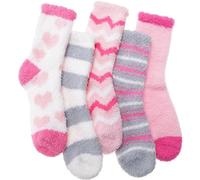 ANTSANG Chaussette Femme Chaude Polaire Hiver Cadeau Noel Pilou Pilou Femme Chaussettes Pantoufles (Rose & Gris (5 paires))