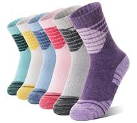 ANTSANG Chaussettes Marche Randonnée Laine Mérinos Enfants Garçons Filles Tout-petits Thermiques Chaudes Hiver Épaisses Rembourrées Neige Ski Crew Chaussettes Bas(Mélange de couleurs,26-29)