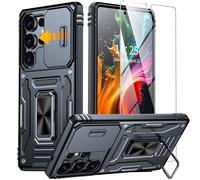 ANTSHARE Coque pour Samsung Galaxy S25 Ultra 5G avec 1*Verre Trempé+Anneau Support,Full Protection de la Caméra en PC Dur Anti-Chut Renforcée Armor Heavy Duty Antichoc Bumper Housse Etui S25 Ultra 5G.