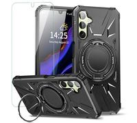 ANTSHARE Coque Samsung Galaxy S25 5G,avec 1* Verre Trempé+Anneau Support,Full Protection de la Caméra en PC Dur Anti-Chut Renforcée Armor Heavy Duty Antichoc Bumper Housse Etui S25.