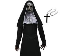 Antsparty Costume de nonne d'horreur pour Halloween, masque d'horreur + robe de nonne, masque fantôme, costume d'Halloween