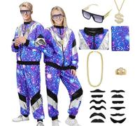 Antsparty Déguisement Année 80 Homme Femme, Costume Année 80 90 Survêtement avec Accessoire, Deguisement Année 80 Disco Rétro pour Jogging Carnaval Bad Taste