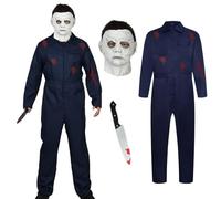 Antsparty Michael Myers Costumes pour homme, costume d'Halloween avec combinaison Myers et masque effrayant, costume d'Halloween et de cosplay
