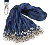 Antspirit Lot de 50 cordons tissés avec clip et crochets pivotants pour badges d'identité (bleu marine, 50 cm)