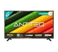 Antteq AB42D1 Télévision 42 Pouces (TV 107 cm), Dolby Audio, LED, Triple Tuner DVB-C / T2 / S2, CI+, HDMI, USB-Media Player, Sortie Audio numérique, y Compris Mode hôtel