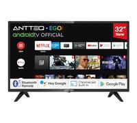 Antteq AG32H3 Smart TV 32 Pouces Bluetooth (80cm), HDR10, Google Assistance, Triple Tuner (DVB-C/S2/-T2), Google Play Store, WiFi, Dolby Audio