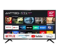 Antteq AV42F3 Smart TV 42 Pouces (106 cm) Téléviseur avec Netflix, Prime Video, Molotov TV, Disney+, Youtube, WiFi, Triple-Tuner DVB-T2 / S2 / C, Dolby Audio