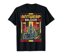 Antwerp Belgique Flag Cathédrale Voyage T-Shirt