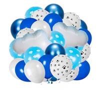 Antwhale Les ballons nuages associés à des ballons en latex imprimés bleus et blancs sont adaptés pour les fêtes d'anniversaire, les mariages, les anniversaires de mariage et les réunions à thème