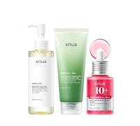 Anua 3-Step Glass Skin Beginner Set, Oil Cleanser and Face Wash with Facial Serum, Double Cleansing Daily Routine with Niacinamide, Korean Skin Care Set