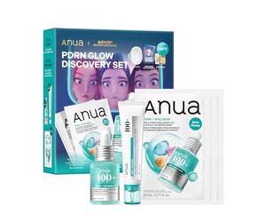 Anua PDRN Glow Discovery Set, Coffret Cadeau Beauté avec Sérum Visage (30ml), Crème Hydratante (60ml) et 3 Masques au Collagène, Soin Coréen pour une Peau de Verre (Glass Skin)
