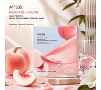 Anua Peach 70 Masque Éclaircissant au Collagène 4 pièces, Masque Facial en Feuille K-Beauty Coréen avec Extrait de Pêche & Niacinamide, Masque Visage Hydratant Boostant l'Éclat et Raffermissant pour u