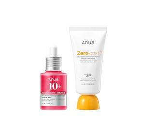 Anua Ultimate Glow Protection Duo, Zero-Cast Moisturizing Finish Sunscreen + Niacinamide 10 + TXA 4 Serum, SPF 50,No White Cast, Facial Serum for face, Korean skincare Set