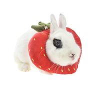 ANUBE Cône de protection pour lapin après opérations, collier de récupération Elizabeth pour animaux de petite taille, costume toast-avocat pour lapin (S, fraise)
