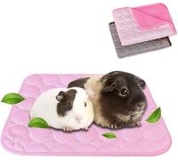 ANUBE Lot de 2 lits pour cochon d'Inde pour l'été, tapis de refroidissement pour animaux domestiques, lapins, cochons d'Inde, chinchillas, lavables et respirants, en soie glacée, 30 x 34,8 cm (marron + rose)