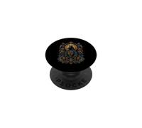 Anubis Icône sacrée de divinité égyptienne ornée Bleue Florale PopSockets PopGrip Adhésif