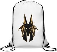 Anubis Sac de gym minimaliste avec cordon de serrage Motif dieu égyptien Blanc