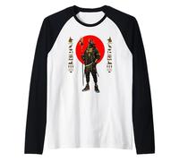 Anubis Streetwear Rouge Soleil Égyptien Hiéroglyphe Art Manche Raglan
