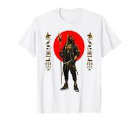 Anubis Streetwear Rouge Soleil Égyptien Hiéroglyphe Art T-Shirt