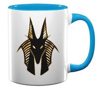 Anubis Tasse à thé ou café en céramique Motif dieu égyptien minimaliste Bleu clair