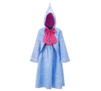 Anuedgis Costume de fée d'Halloween pour femmes - Robe chemise sans manches avec cape à capuche - costumes de Cendrillon pour costumade - fête à thème de carnaval (A-bleu, taille S)