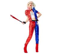ANUFER Femmes 4 Pièces Joker Fille Ensemble de Costumes Fantaisie Halloween Cosplay Tenues Baseball Veste Court T-Shirt Pantalon et Gants SN079156 L
